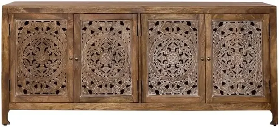 Wood Accent Tv Stand Mango Solids Weathered Honey Finish Hand Carved Doors Fixed Shelves Block Legs Boho Style Living Room Stora
Wood Accent Tv Stand Mango Solids Weathered Honey Finish Hand Carved Doors Fixed Shelves Block Legs Boho Style Living Room Stora