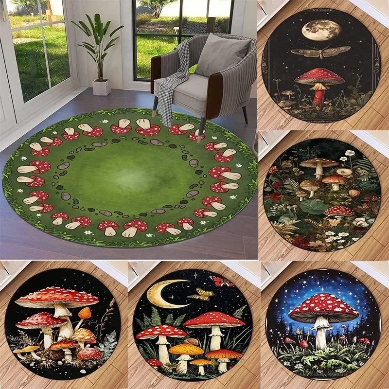 Chic Forest Mushroom Circular Area Rug Ultra-Soft Microfiber Machine Washable Perfect for Bedroom Living Room or Dorm Decoration 
Chic Forest Mushroom Circular Area Rug Ultra-Soft Microfiber Machine Washable Perfect for Bedroom Living Room or Dorm Decoration