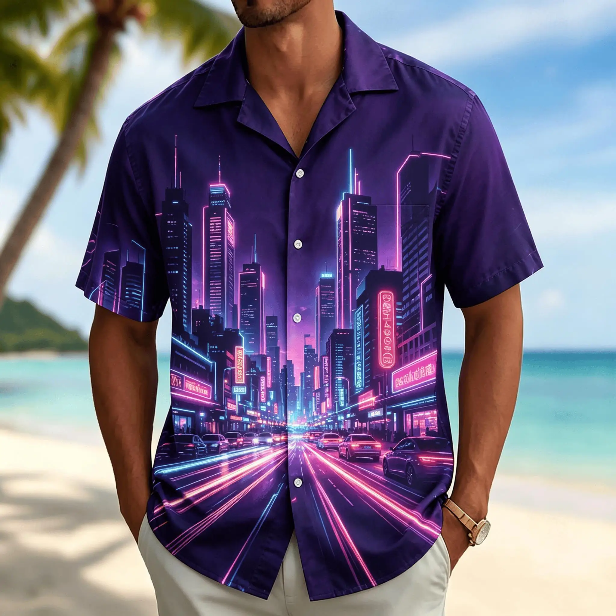 Men's Galaxy Print Short Sleeve Shirt, Casual Hawaiian Button Down Top, Tropical Night Sky Beach Style for Spring & Summer
Men's Galaxy Print Short Sleeve Shirt, Casual Hawaiian Button Down Top, Tropical Night Sky Beach Style for Spring & Summer