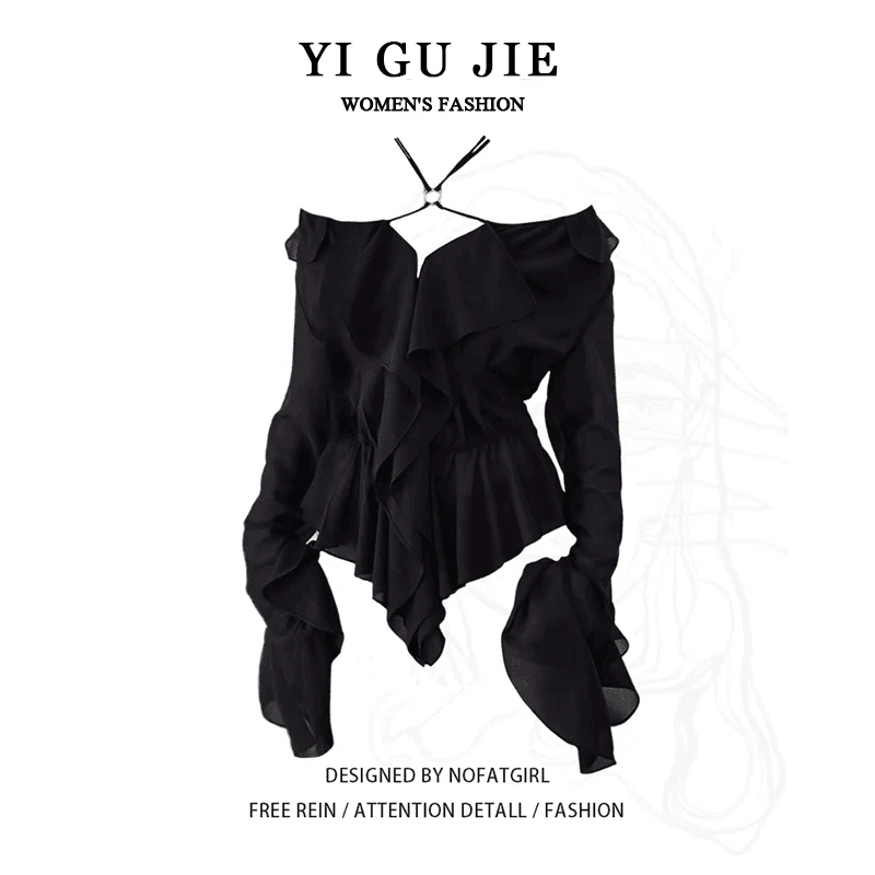 Женская шифоновая блузка с длинным рукавом, на одно плечо, с вырезом-халтер, французский стиль, приталенная, однотонная, осенняя новинка
Женская шифоновая блузка с длинным рукавом, на одно плечо, с вырезом-халтер, французский стиль, приталенная, однотонная, осенняя новинка