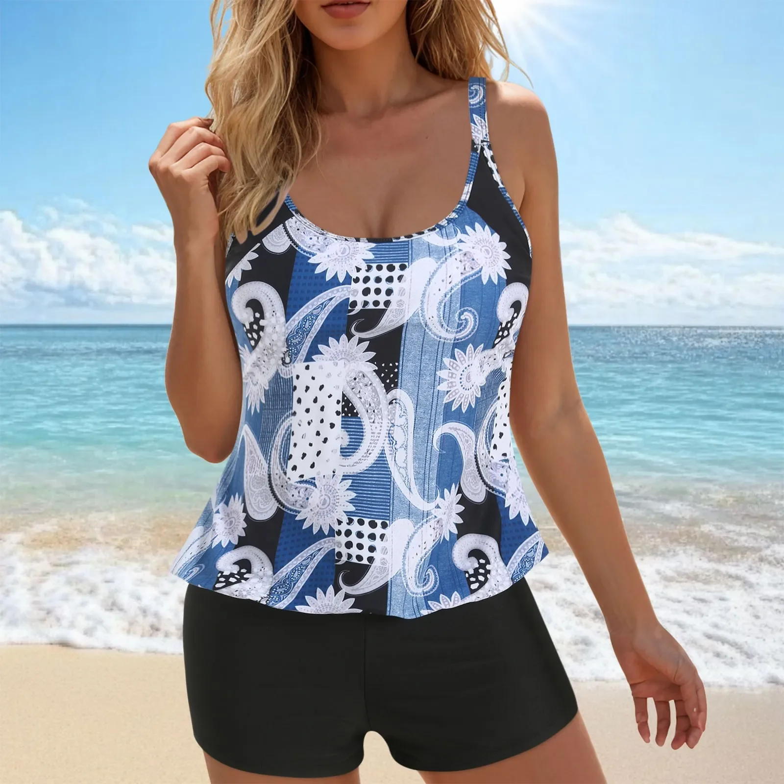 Винтажный купальник из двух частей с рюшами и высокой талией, комплект бикини с принтом в стиле ретро, большие размеры, бикини с полным покрытием для летних каникул
Винтажный купальник из двух частей с рюшами и высокой талией, комплект бикини с принтом в стиле ретро, большие размеры, бикини с полным покрытием для летних каникул