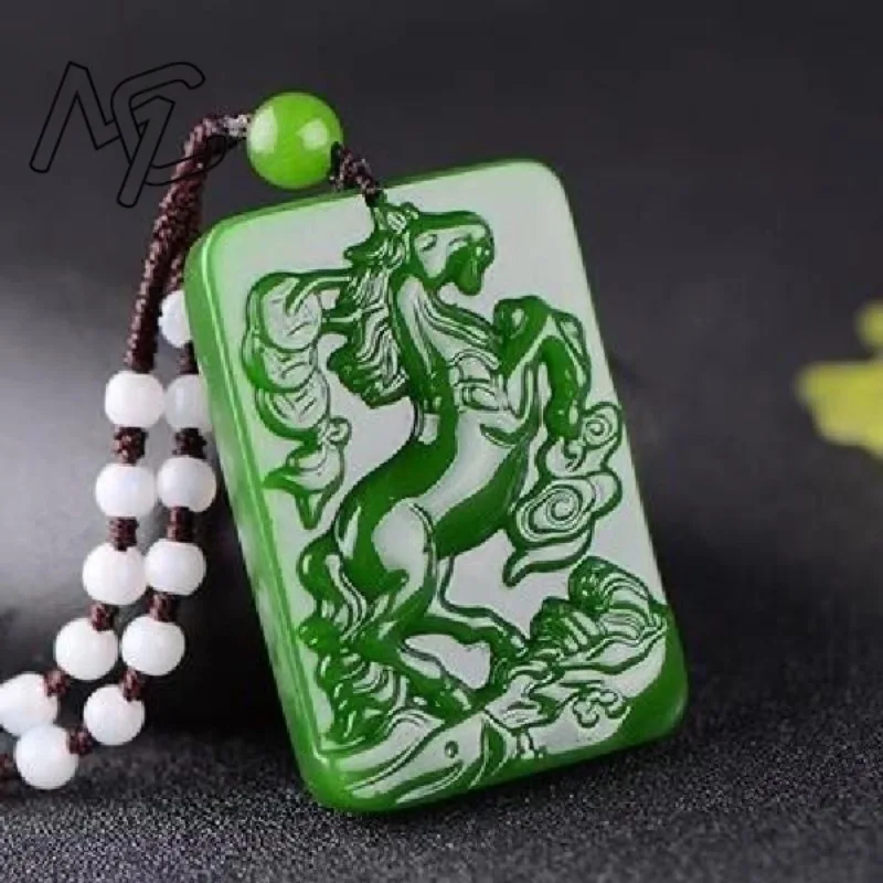 Green Jade Zodiac Horse Pendant Necklace Charm Jewellery Fashion Accessories Hand-Carved Man Luck Amulet Sweater Chain
Green Jade Zodiac Horse Pendant Necklace Charm Jewellery Fashion Accessories Hand-Carved Man Luck Amulet Sweater Chain