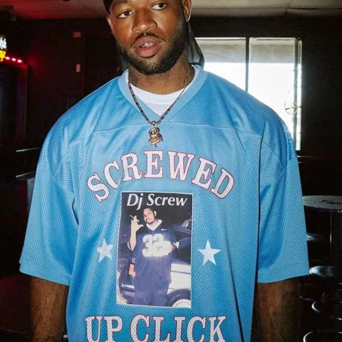 Retro Singer DJ Screw Fooall Jersey American Printed Mesh Football Shirt Short Sleeve T Shirt Skin-friendly Breathable Cleanfit
Retro Singer DJ Screw Fooall Jersey American Printed Mesh Football Shirt Short Sleeve T Shirt Skin-friendly Breathable Cleanfit