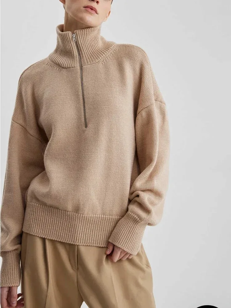 Women's Turtleneck Zipper Knitted Sweater Thick Warm Winter Jumper Female Soft Classic Solid Khaki Blue White Sweaters for Women
Women's Turtleneck Zipper Knitted Sweater Thick Warm Winter Jumper Female Soft Classic Solid Khaki Blue White Sweaters for Women