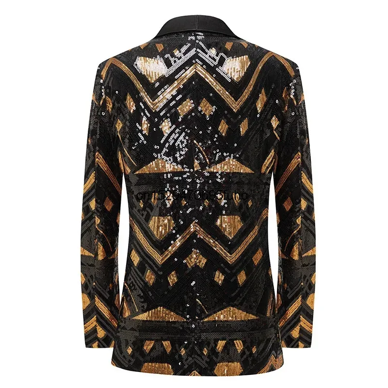 DY20New Men's Coat Black Gold Sequins Blazer Performance Dress Host Night Club Wedding (Only Jacket)25
DY20New Men's Coat Black Gold Sequins Blazer Performance Dress Host Night Club Wedding (Only Jacket)25