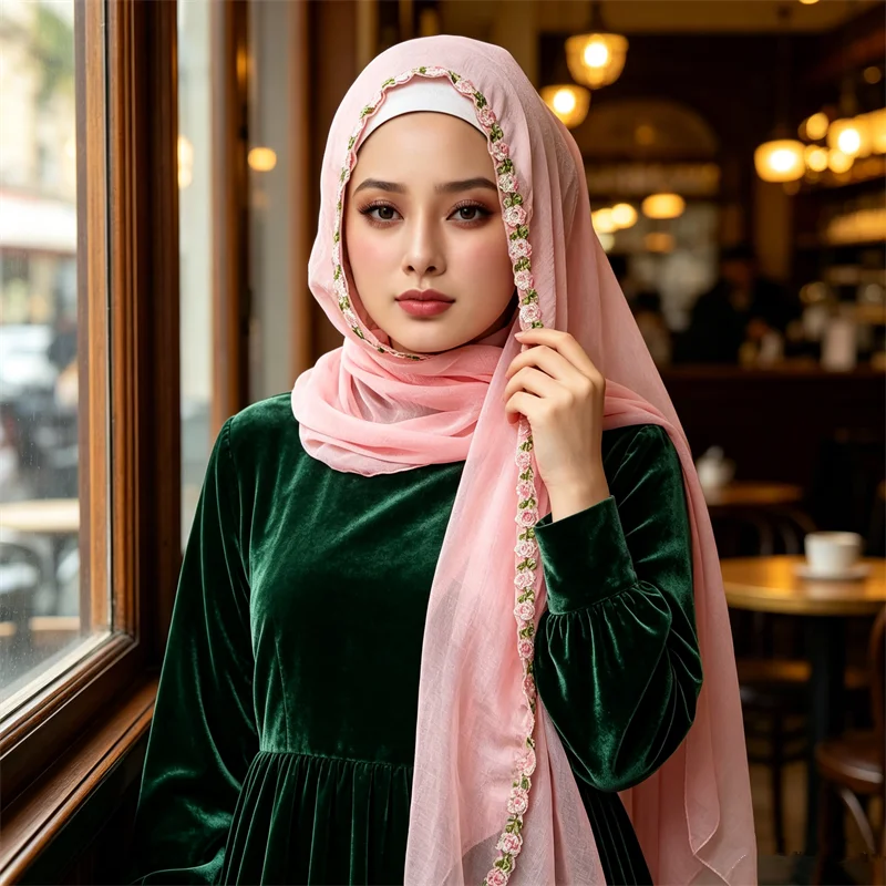 New Women Embroidery Solid Color Chiffon Long Scarf Ethnic Style Fashion Shawl Wrap Muslim Hijab Islam Stoles Scarves Bandanas
New Women Embroidery Solid Color Chiffon Long Scarf Ethnic Style Fashion Shawl Wrap Muslim Hijab Islam Stoles Scarves Bandanas