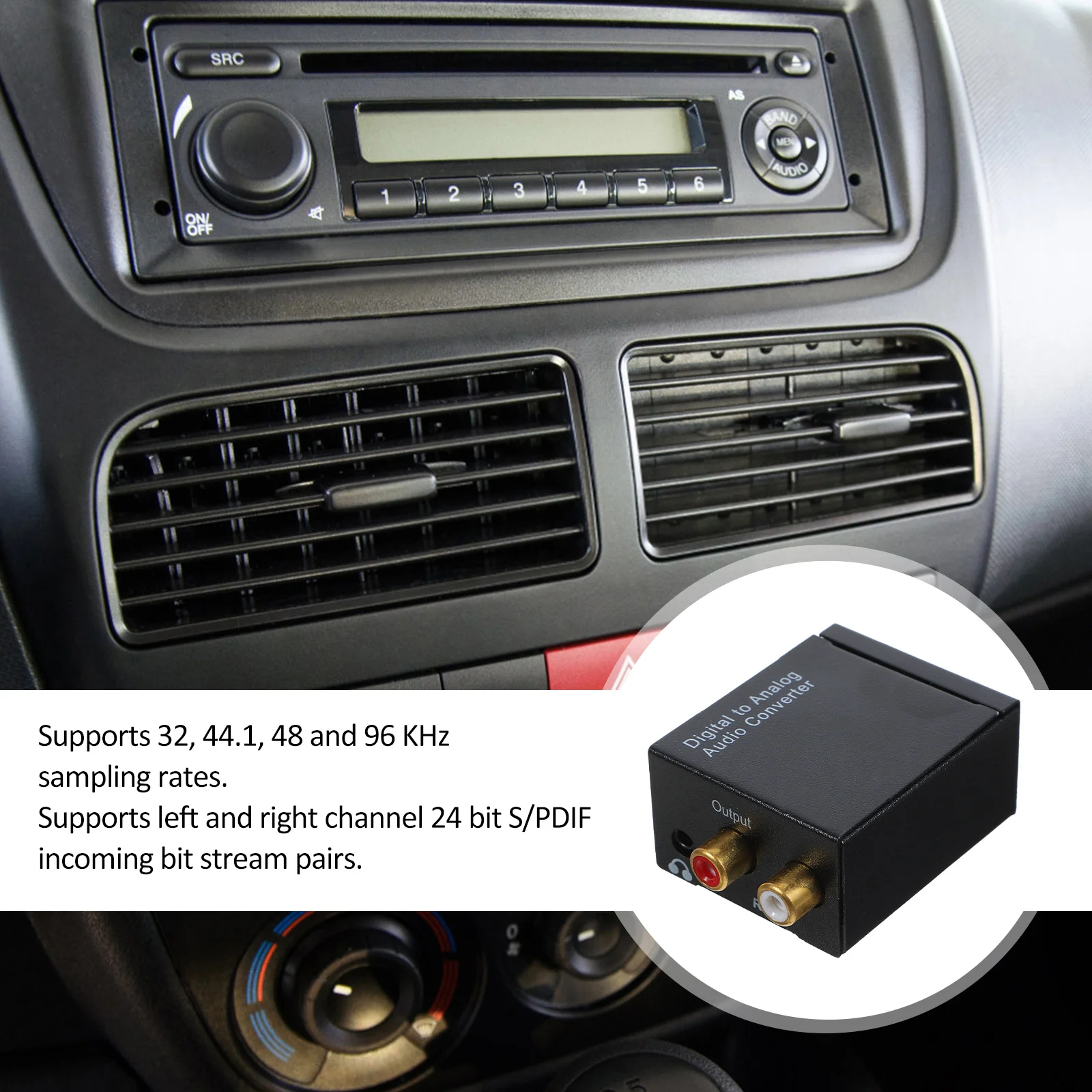 Digital Audio Converter Black USB Powered Optical Fiber Cable Coaxial to Analog L R Audio Switch Box for Player Network Pc 
Digital Audio Converter Black USB Powered Optical Fiber Cable Coaxial to Analog L R Audio Switch Box for Player Network Pc