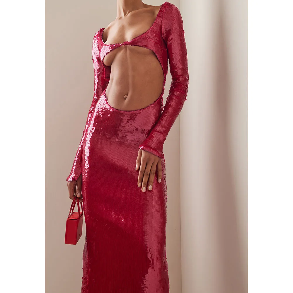 Women's New Sexy Red Sequins Hollow Out Backless Design Sense Slits Out Floor-Length Dress Celebrity Party Luxury Elegant Dress
Women's New Sexy Red Sequins Hollow Out Backless Design Sense Slits Out Floor-Length Dress Celebrity Party Luxury Elegant Dress