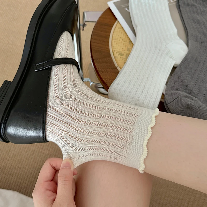 4pairs Thin Lace Socks for Women Summer Mesh Elastic Breathable Cotton Ruffles Middle Tube Stockings Solid Color JK Cute Socks
4pairs Thin Lace Socks for Women Summer Mesh Elastic Breathable Cotton Ruffles Middle Tube Stockings Solid Color JK Cute Socks