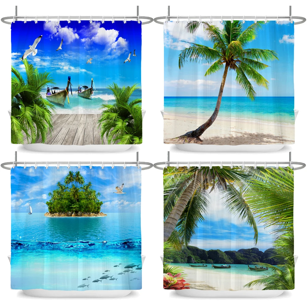 Seaside Sea Sunny Beach Coconut Tree Print Shower Curtains Bathroom Curtain Frabic Waterproof Polyester Bath Curtain with Hooks
Seaside Sea Sunny Beach Coconut Tree Print Shower Curtains Bathroom Curtain Frabic Waterproof Polyester Bath Curtain with Hooks