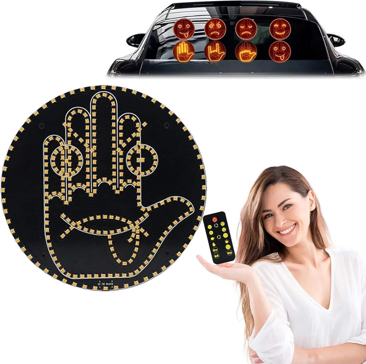 Car Finger Gesture Light, Funny LED Hand Sign with Remote Control, Wireless Gesture-Controlled Back Window Decoration for Trucks/SUV
Car Finger Gesture Light, Funny LED Hand Sign with Remote Control, Wireless Gesture-Controlled Back Window Decoration for Trucks/SUV