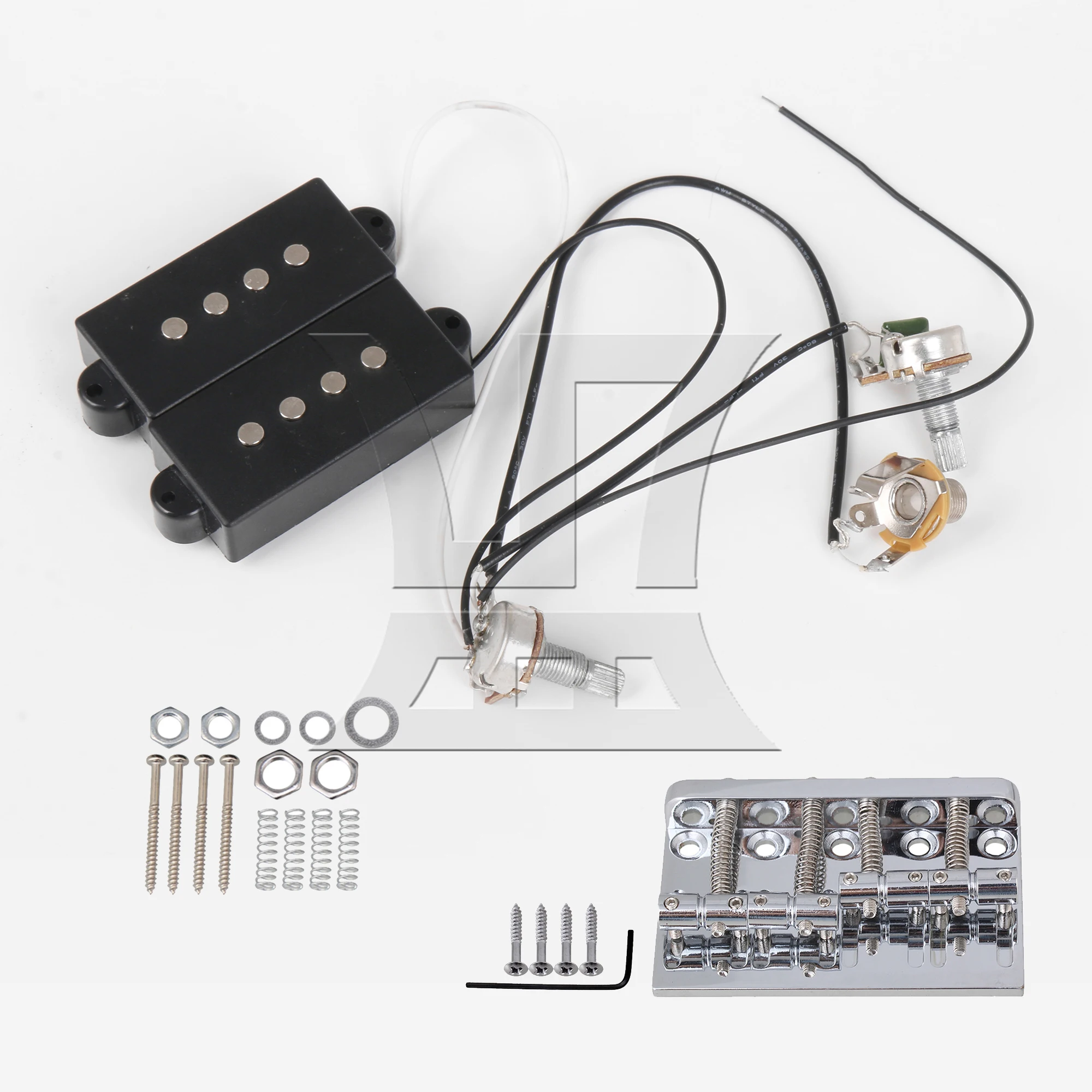 Yibuy Pre-wired 4-string Guitar Bass Pickup Kit with Bridge 60 mm & Springs & Screws
Yibuy Pre-wired 4-string Guitar Bass Pickup Kit with Bridge 60 mm & Springs & Screws