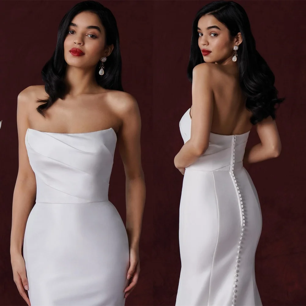 Customized Mermaid Temperament Satin Wedding Dresses Dreamy Strapless Sleeveless Bow Heavy Industry Wedding Dresses Bride Gowns
Customized Mermaid Temperament Satin Wedding Dresses Dreamy Strapless Sleeveless Bow Heavy Industry Wedding Dresses Bride Gowns