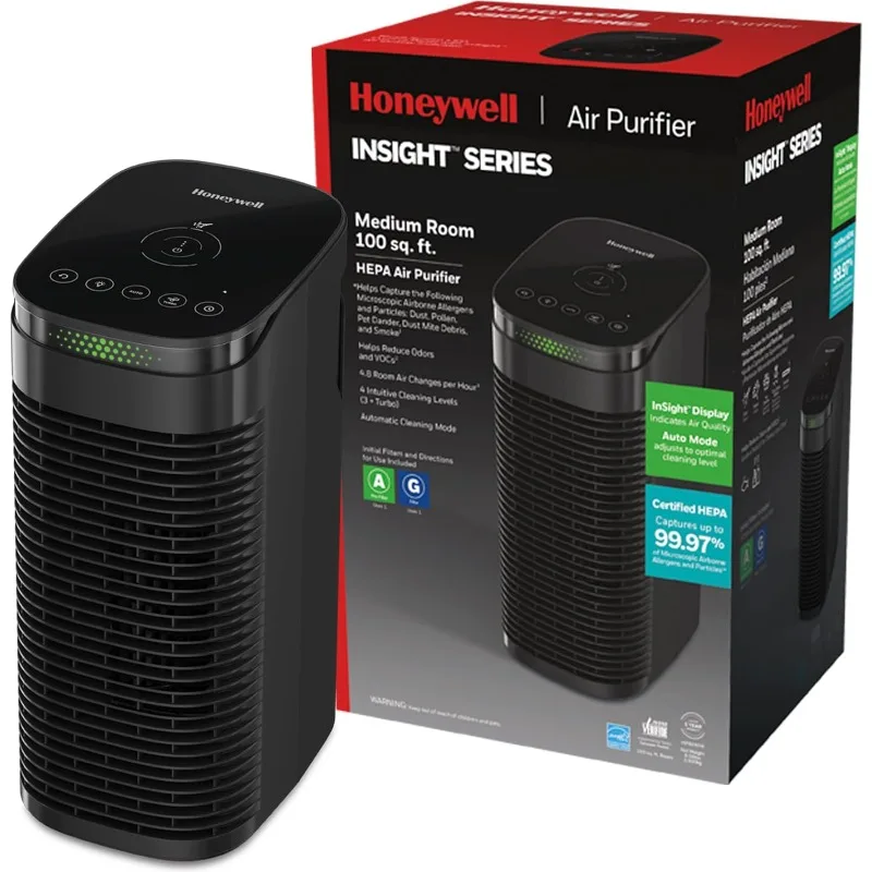 Портативный очиститель воздуха Honeywell InSight HEPA для средних помещений (100 кв. футов). Редуктор аллергенов, индикатор качества воздуха - черный, HPA080
Портативный очиститель воздуха Honeywell InSight HEPA для средних помещений (100 кв. футов). Редуктор аллергенов, индикатор качества воздуха - черный, HPA080