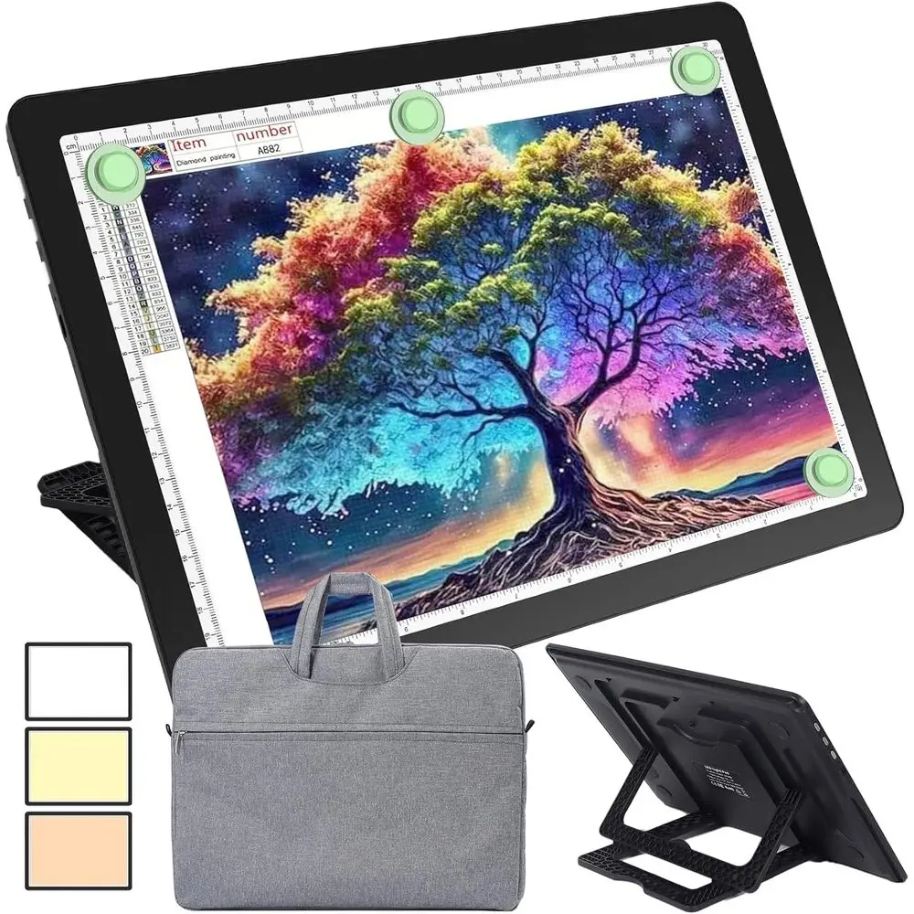 Перезаряжаемая световая панель формата А4 со встроенной подставкой и сумкой, магнитный лайтбокс для трафаретов или Diamond Art, световая доска с боковой кнопкой
Перезаряжаемая световая панель формата А4 со встроенной подставкой и сумкой, магнитный лайтбокс для трафаретов или Diamond Art, световая доска с боковой кнопкой