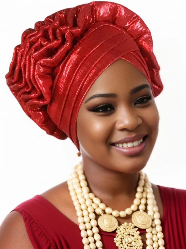 Fashion Women Glitter Pleated Turban Cap For Women Auto Gele Headtie Female Head Wraps African Nigeria Wedding Party Headpiece
Fashion Women Glitter Pleated Turban Cap For Women Auto Gele Headtie Female Head Wraps African Nigeria Wedding Party Headpiece