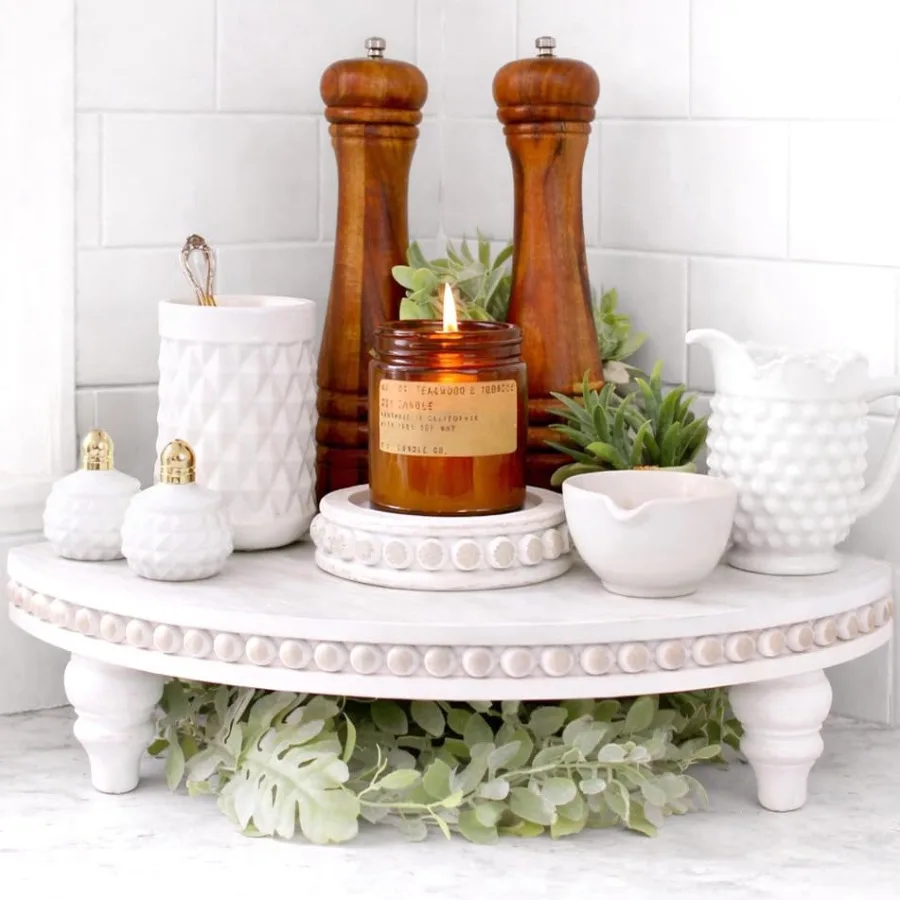 Corner Pedestal Stand Rustic Decor Riser for Display - Farmhouse Wood Rounded Beaded Tray for Kitchen and Bathroom Countertop O
Corner Pedestal Stand Rustic Decor Riser for Display - Farmhouse Wood Rounded Beaded Tray for Kitchen and Bathroom Countertop O