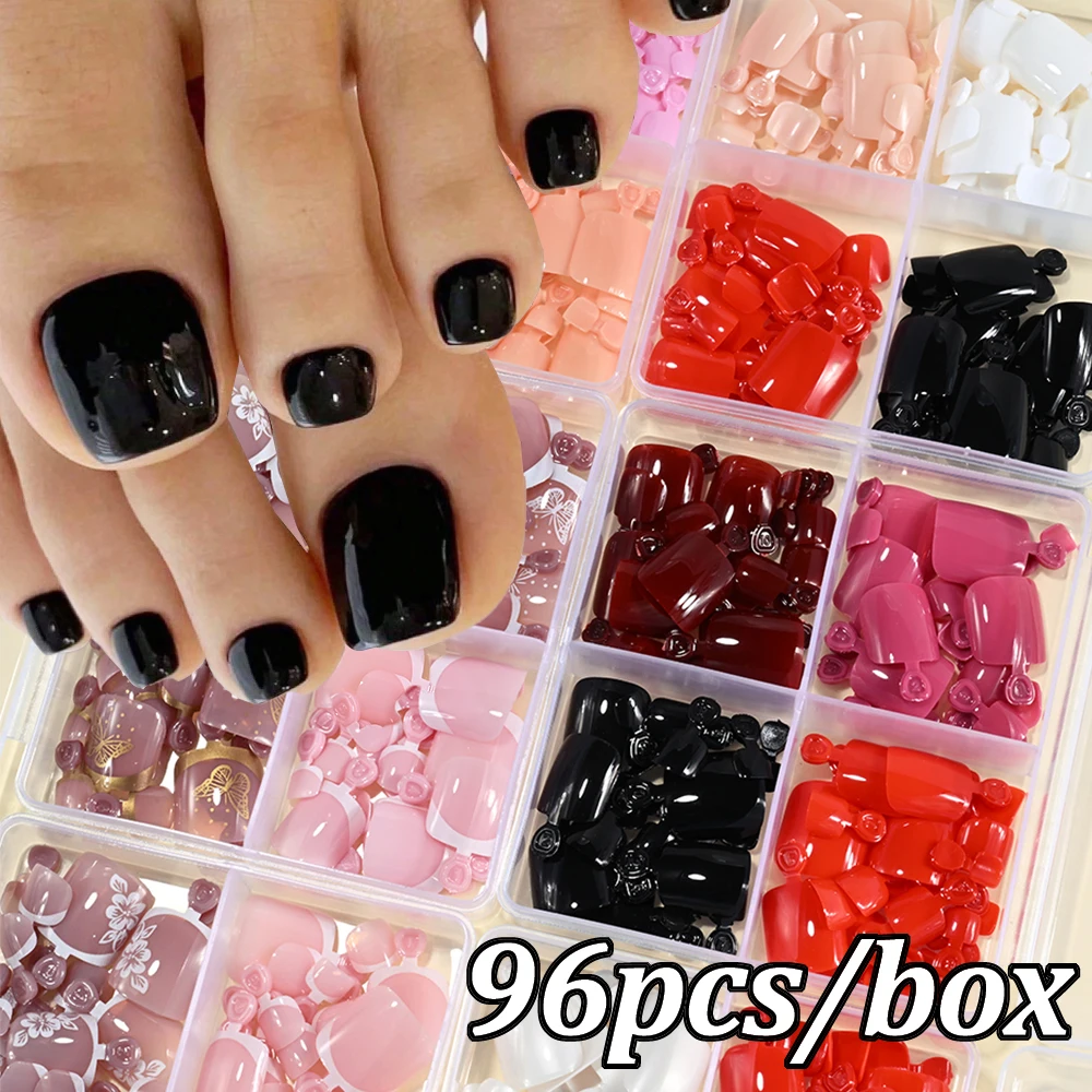 96pcs Mixed Short Square Fake Press on Toe Nails Solid Color French False Toe Tips Full Cover Acrylic Glossy Wearable Toenails-%
96pcs Mixed Short Square Fake Press on Toe Nails Solid Color French False Toe Tips Full Cover Acrylic Glossy Wearable Toenails-%