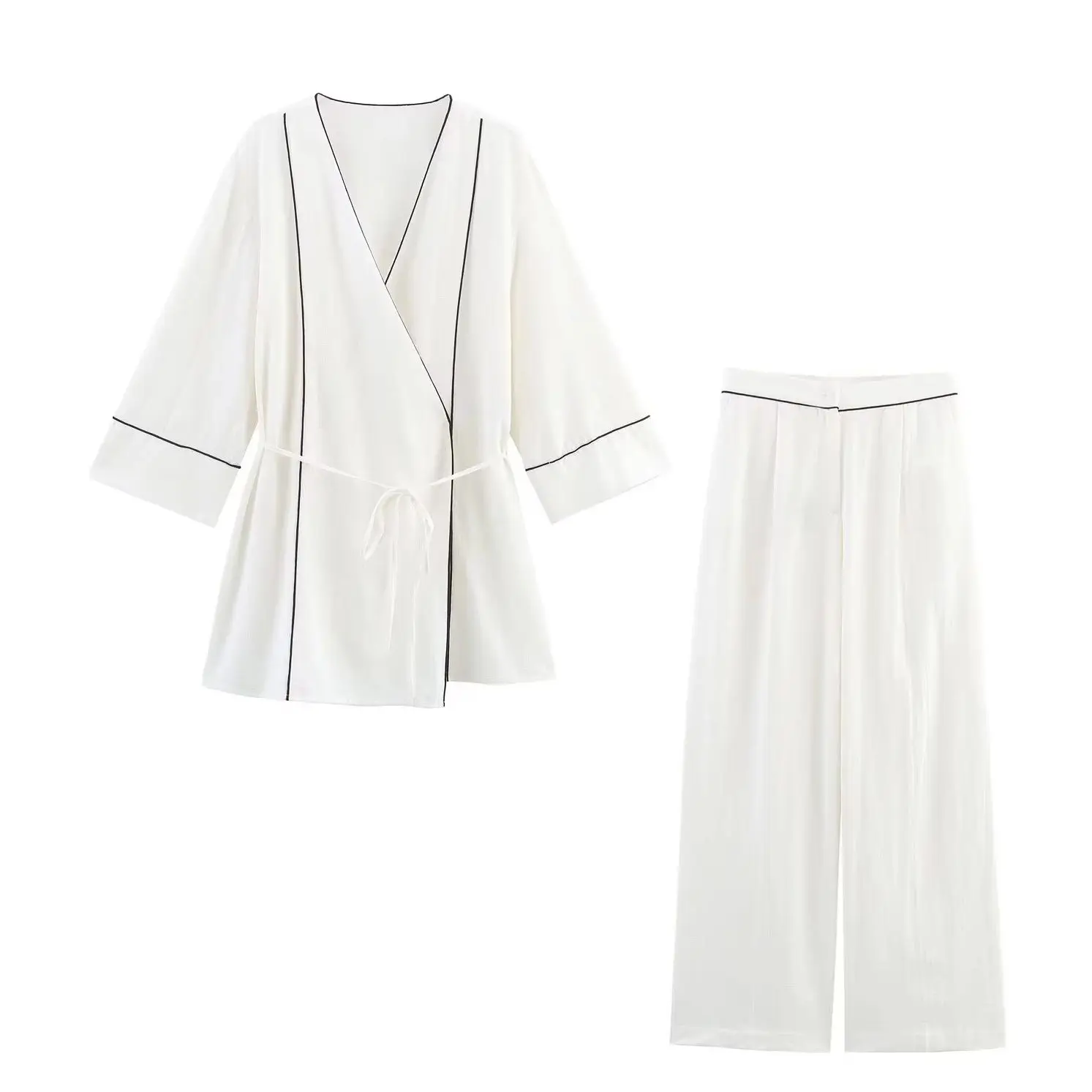 KONDALA Casual Fashion 2025 Summer Woman Suit Lace-up Long Shirt+Zipper Wide Leg Long Pants Holiday Elegant Mujer Straight Set
KONDALA Casual Fashion 2025 Summer Woman Suit Lace-up Long Shirt+Zipper Wide Leg Long Pants Holiday Elegant Mujer Straight Set