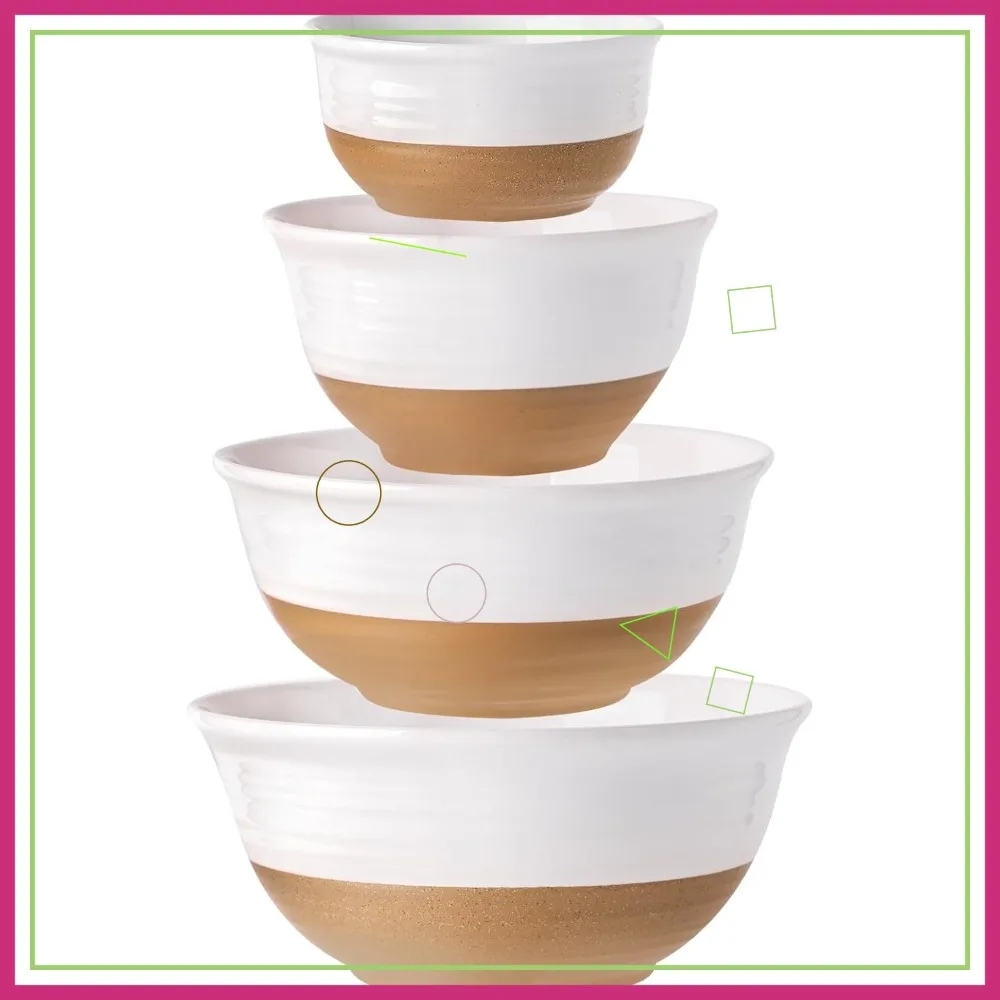 Ceramic Nesting Bowls Set of 4, 2.1/1.5/1.0/0.5 Qt Kitchen Mixing Bowls for Cooking, Salad, Soup, Pasta
Ceramic Nesting Bowls Set of 4, 2.1/1.5/1.0/0.5 Qt Kitchen Mixing Bowls for Cooking, Salad, Soup, Pasta