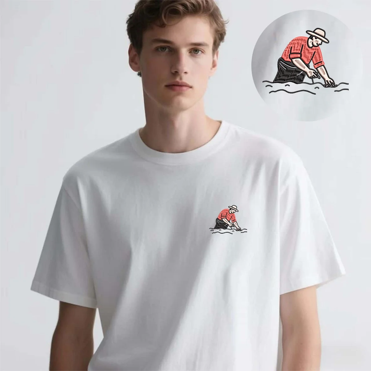 Cool Men Women Y2K Luxury Cotton T-shirt, Embroideried Farmer Sowing with Unique Embroidery - Fit for Travels, Top Tees T-shirts
Cool Men Women Y2K Luxury Cotton T-shirt, Embroideried Farmer Sowing with Unique Embroidery - Fit for Travels, Top Tees T-shirts
