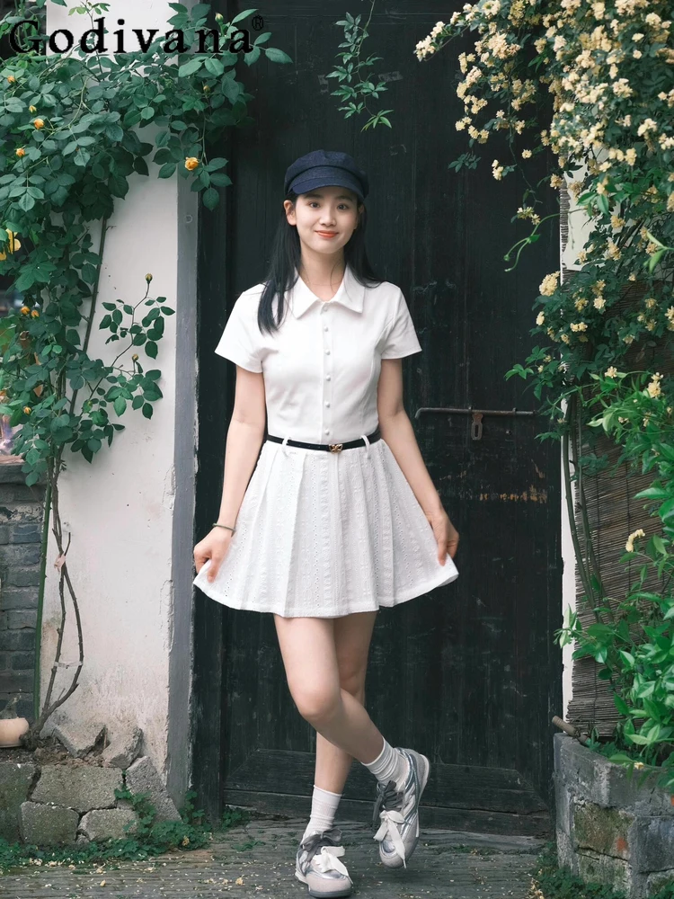 Japanese Sweet Girl Polo Collar White Splicing Dress Women's Summer Slim Waist Single-breasted Shirt Dress
Japanese Sweet Girl Polo Collar White Splicing Dress Women's Summer Slim Waist Single-breasted Shirt Dress
