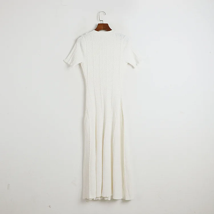 S Brand Designer Luxury Single Breasted Hollow Out Short Sleeve Pencil Prom Evening Knitted Dresses Women Summer Party Vestidos
S Brand Designer Luxury Single Breasted Hollow Out Short Sleeve Pencil Prom Evening Knitted Dresses Women Summer Party Vestidos