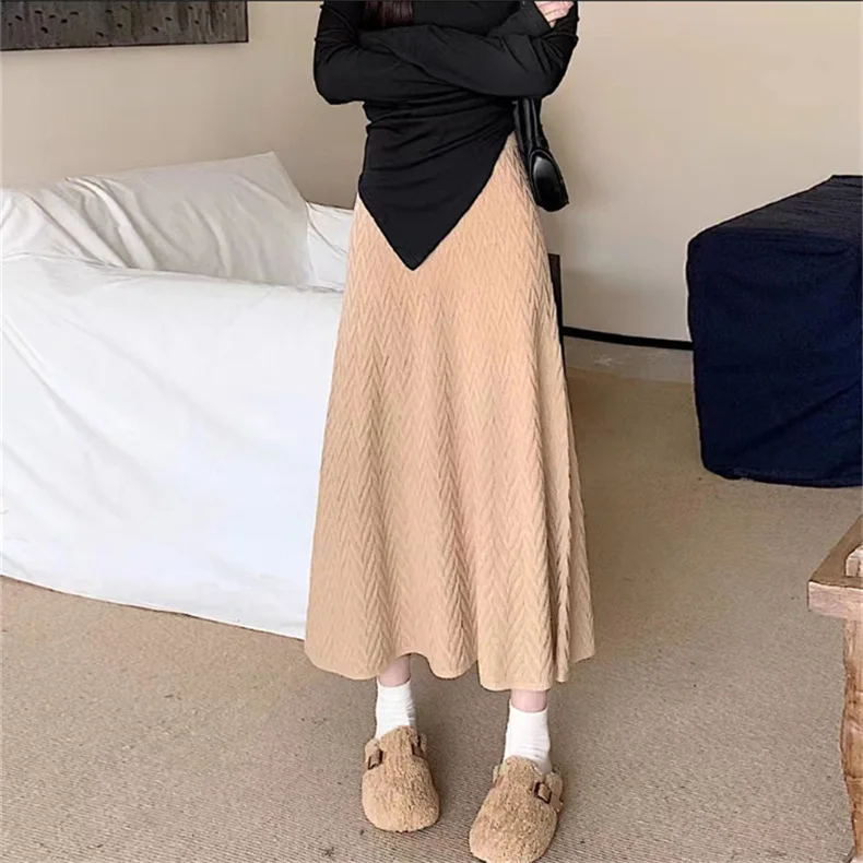 Fashionable High-waisted Knit Skirt Autumn/winter New Korean Style A- line Wide Hemline Women's Elegant Casual Skirt E11125
Fashionable High-waisted Knit Skirt Autumn/winter New Korean Style A- line Wide Hemline Women's Elegant Casual Skirt E11125