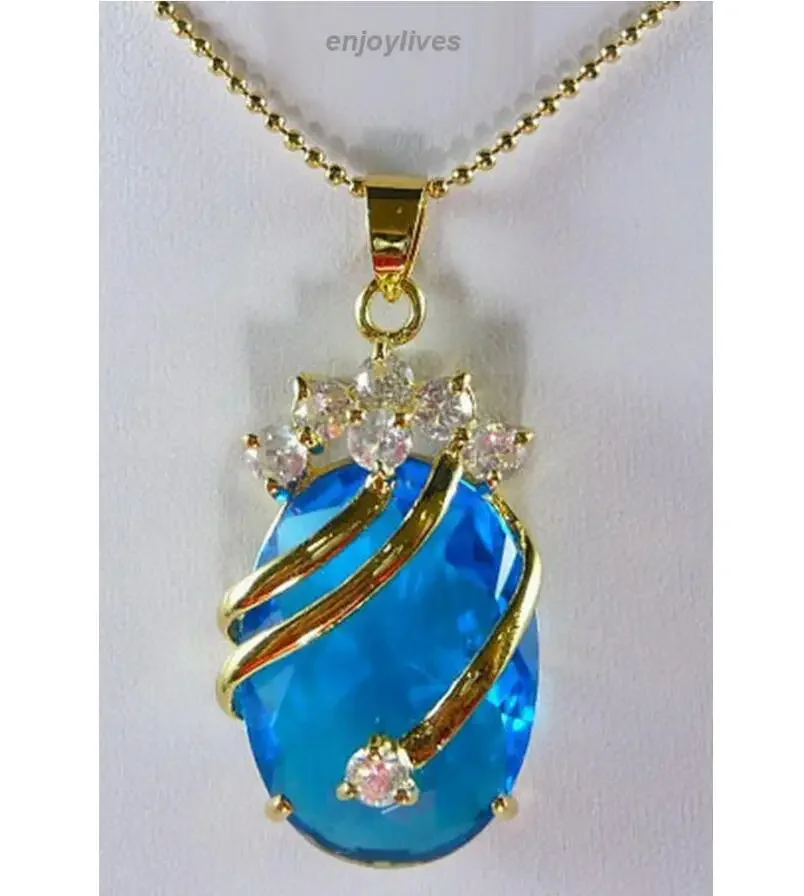 Fashion jewelry Sky-blue Cubic Zirconia Sapphire Crystal Yellow Gold Plated Pendant & Necklace
Fashion jewelry Sky-blue Cubic Zirconia Sapphire Crystal Yellow Gold Plated Pendant & Necklace