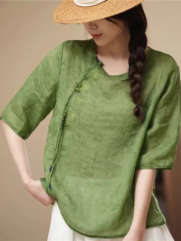 Высококачественная женская хлопково-льняная китайская одежда с кисточками и нефритовыми пуговицами, свободная посадка, обычная длина све, круглая, чистая C... 
Высококачественная женская хлопково-льняная китайская одежда с кисточками и нефритовыми пуговицами, свободная посадка, обычная длина све, круглая, чистая C...