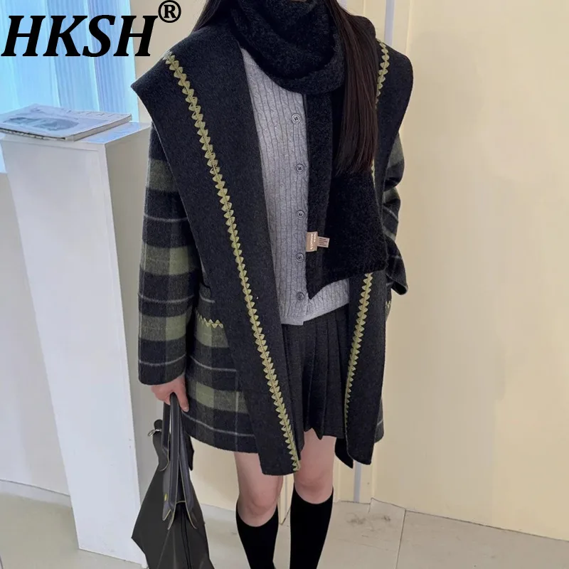 HKSH 2025 Autumn Winter New Women Double-Sided Woolen Jacket Plaid Turn-down Collar Belt Pockets Elegant Trendy Overcoat HK13462
HKSH 2025 Autumn Winter New Women Double-Sided Woolen Jacket Plaid Turn-down Collar Belt Pockets Elegant Trendy Overcoat HK13462