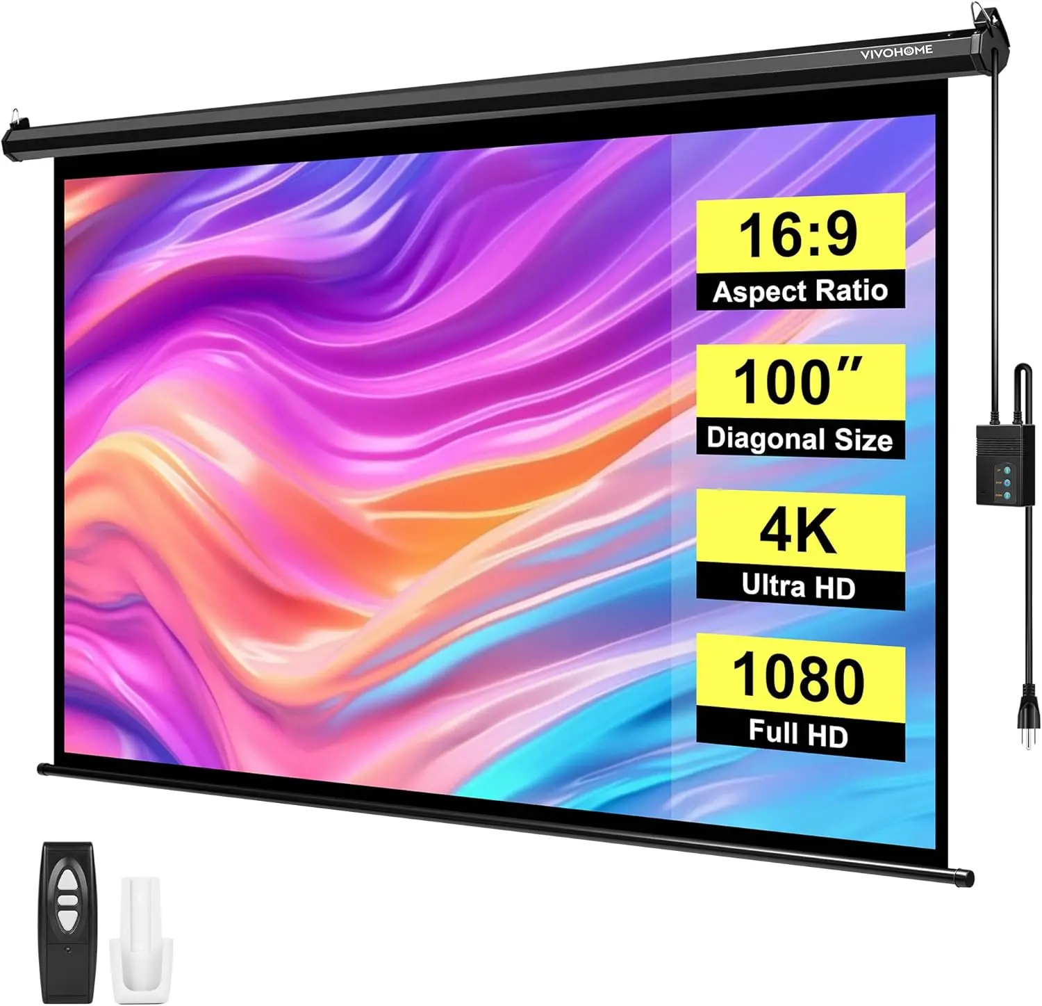Motorized Projector Screen with Remote, 16:9 100 Inch Auto Electric Projection Screen, HD 4K Movie Screen for Home Theater
Motorized Projector Screen with Remote, 16:9 100 Inch Auto Electric Projection Screen, HD 4K Movie Screen for Home Theater