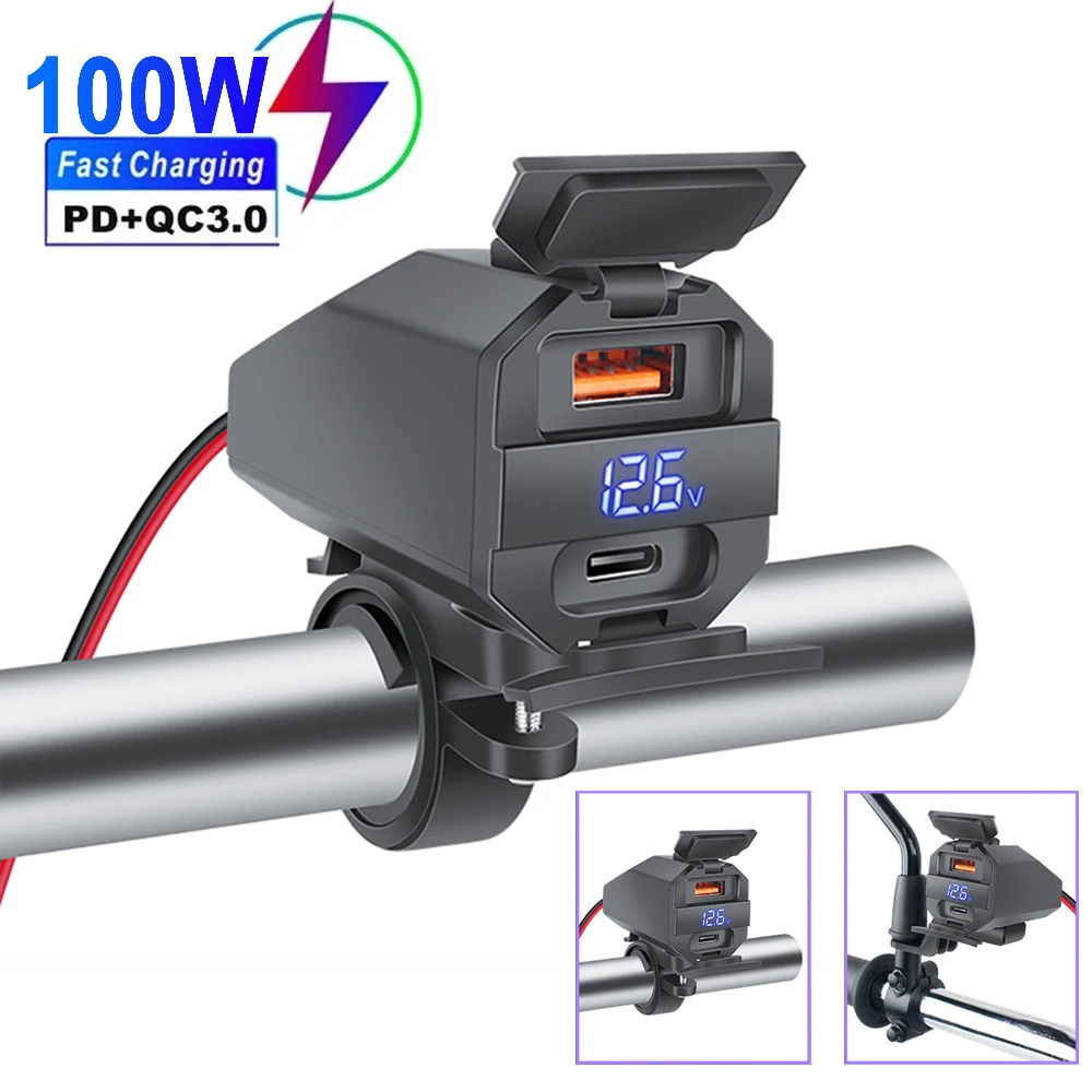 PD QC3.0 Motorcycle USB Charger 12V Waterproof Socket Handlebar Cell Quick Charger Adapter with Voltmeter Motor Accessory
PD QC3.0 Motorcycle USB Charger 12V Waterproof Socket Handlebar Cell Quick Charger Adapter with Voltmeter Motor Accessory