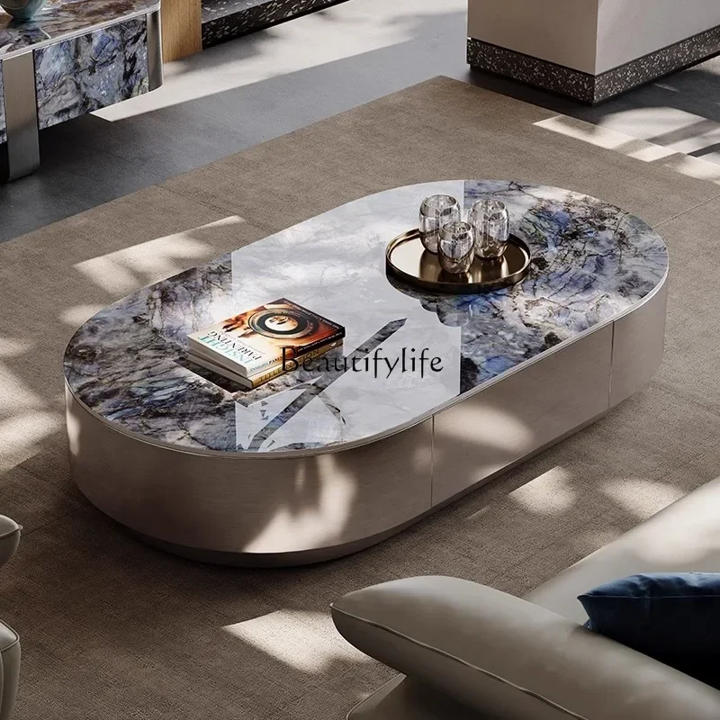 FG52-*Light luxury oval rock slab coffee table living room home high-end stainless steel modern
FG52-*Light luxury oval rock slab coffee table living room home high-end stainless steel modern
