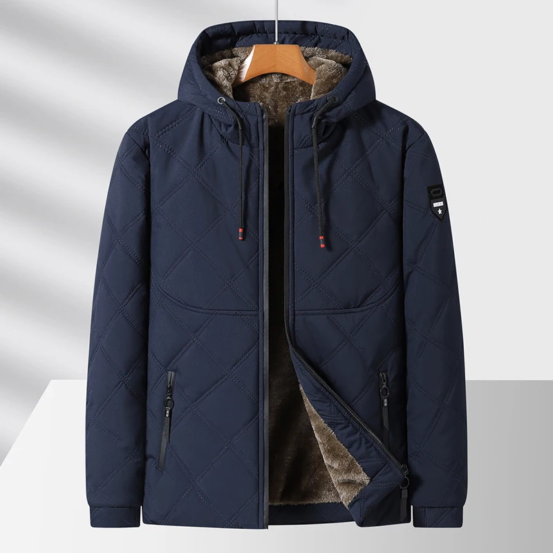 Мужская зимняя куртка с капюшоном на флисовой подкладке из хлопка и полиэстера, теплая, повседневная, больших размеров, для ежедневной носки
Мужская зимняя куртка с капюшоном на флисовой подкладке из хлопка и полиэстера, теплая, повседневная, больших размеров, для ежедневной носки