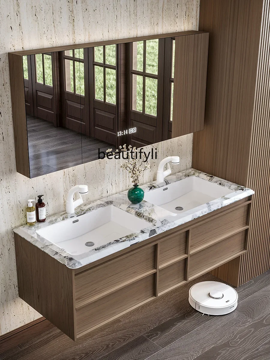 Ceramic Counter Double Basin Rubber Wood Intelligent Bathroom Cabinet Combination Table
Ceramic Counter Double Basin Rubber Wood Intelligent Bathroom Cabinet Combination Table