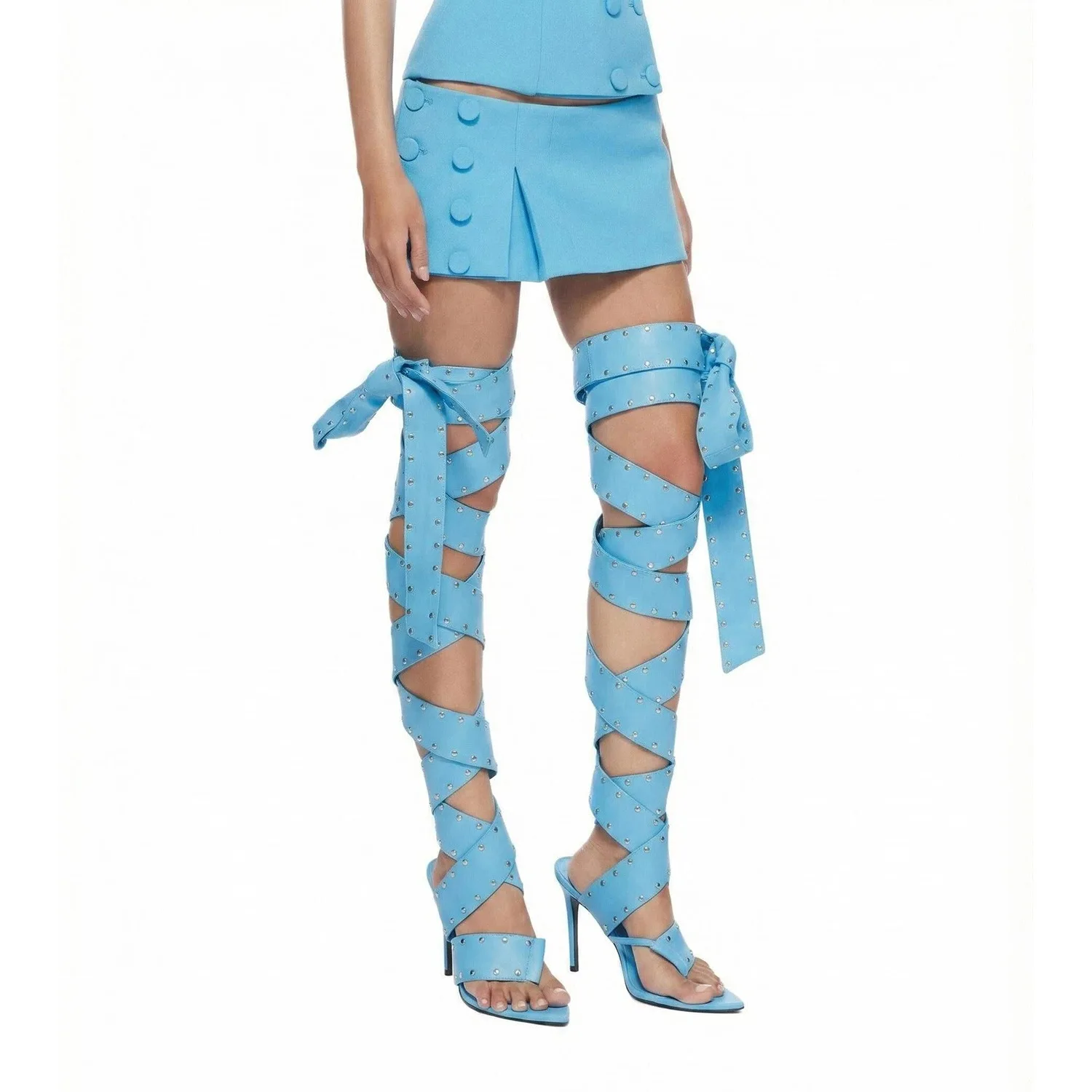 Cross Strap Pointed Toe Over-The-Knee Rivets Summer Women Sandals Stiletto High Heels Lace Up Design Large Size Filp Flog Shoes
Cross Strap Pointed Toe Over-The-Knee Rivets Summer Women Sandals Stiletto High Heels Lace Up Design Large Size Filp Flog Shoes