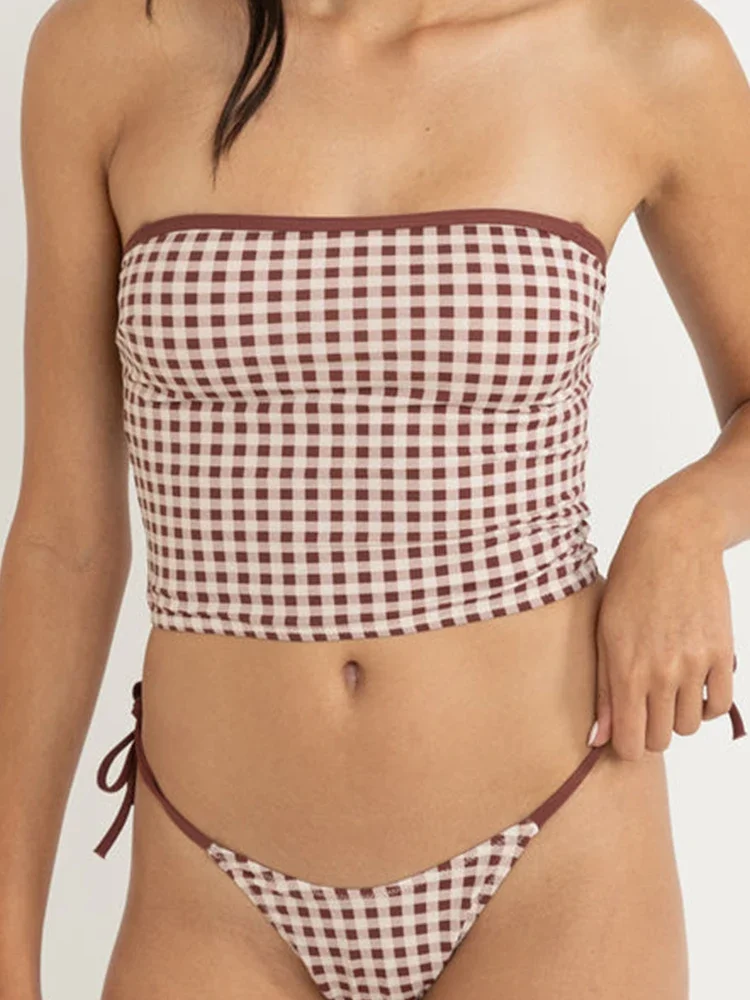 Strapless Swimsuit For Women 2025 Swimwear Plaid Bikinis Two Piece Suit Low Waist Bathsuits Summer Beachwear New Biquini
Strapless Swimsuit For Women 2025 Swimwear Plaid Bikinis Two Piece Suit Low Waist Bathsuits Summer Beachwear New Biquini