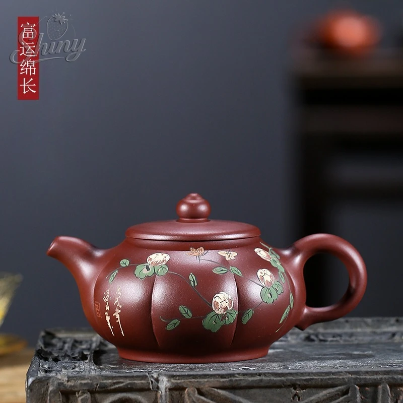 Purple Clay Pots Master Original Mine Handmade Teapot Fortune Long Painted Flower Teapot Kung Fu Tea Set
Purple Clay Pots Master Original Mine Handmade Teapot Fortune Long Painted Flower Teapot Kung Fu Tea Set