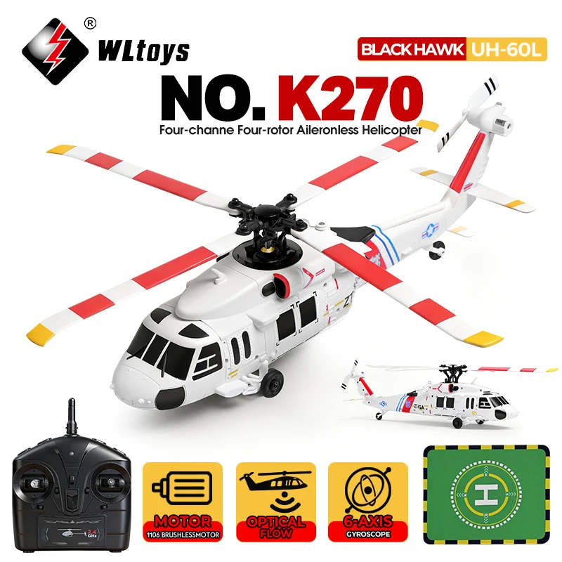 WLtoys K270 RC Helicopter 2.4G 6-Aixs Gyroscope 4CH Altitude Hold Optical Flow Brushless Remote Control Helicopter Toy For Child
WLtoys K270 RC Helicopter 2.4G 6-Aixs Gyroscope 4CH Altitude Hold Optical Flow Brushless Remote Control Helicopter Toy For Child