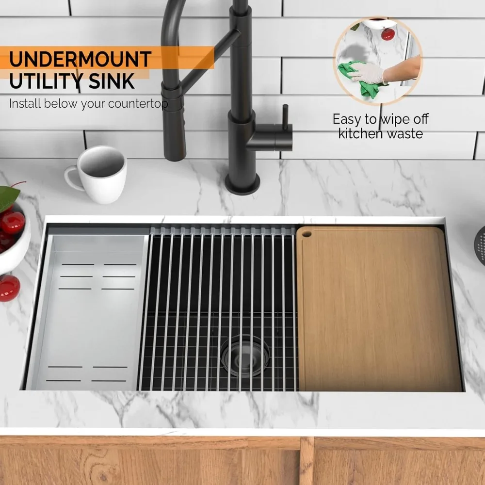 Кухонная мойка под креплением из нержавеющей стали размером 33 дюйма x 19 дюймов с закругленными углами
Кухонная мойка под креплением из нержавеющей стали размером 33 дюйма x 19 дюймов с закругленными углами