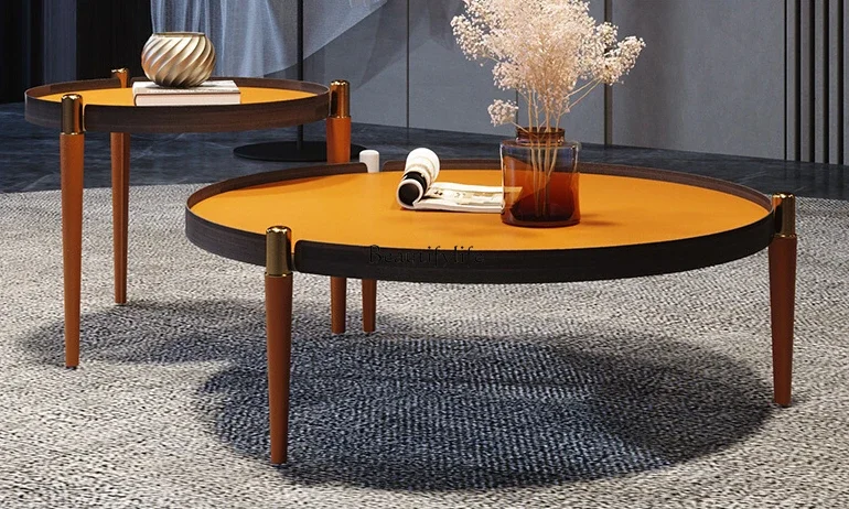 Italian round coffee table living room home simple modern light luxury saddle leather size coffee table combination
Italian round coffee table living room home simple modern light luxury saddle leather size coffee table combination