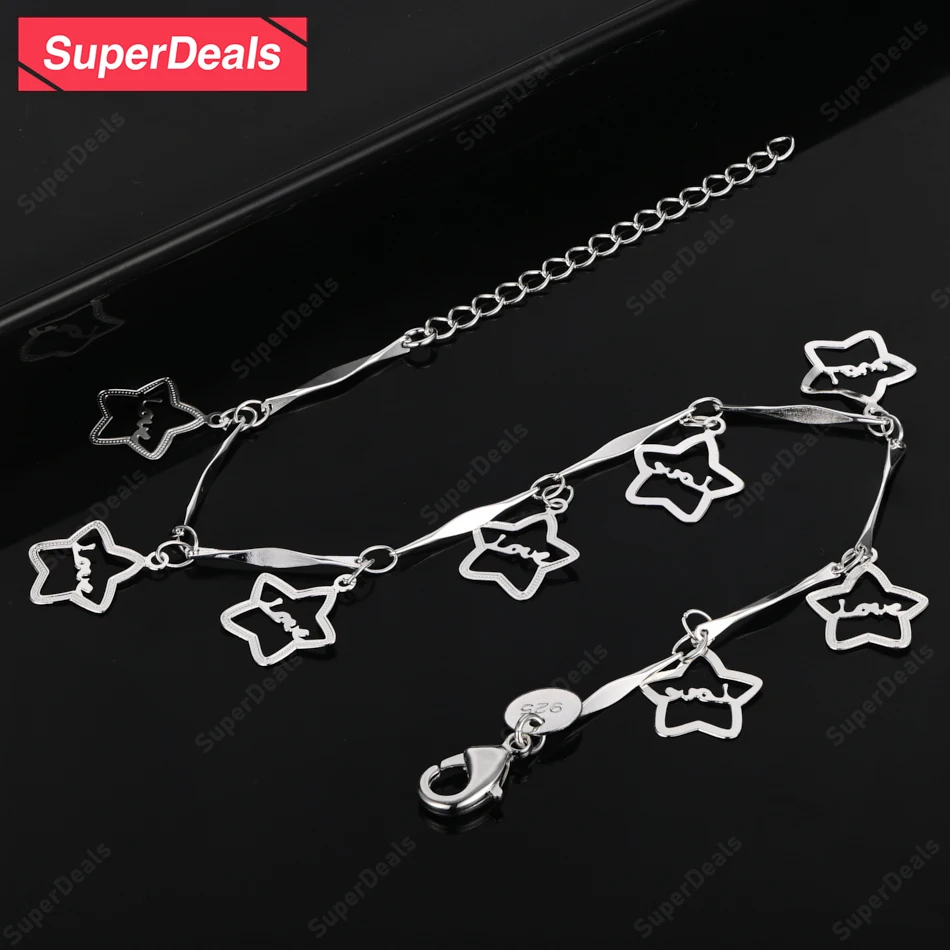 SuperDeals 925 Sterling Silver Star Bracelet Letter Chain For Women Engagement Wedding Party Gift Accessories Exquisite Jewelry
SuperDeals 925 Sterling Silver Star Bracelet Letter Chain For Women Engagement Wedding Party Gift Accessories Exquisite Jewelry
