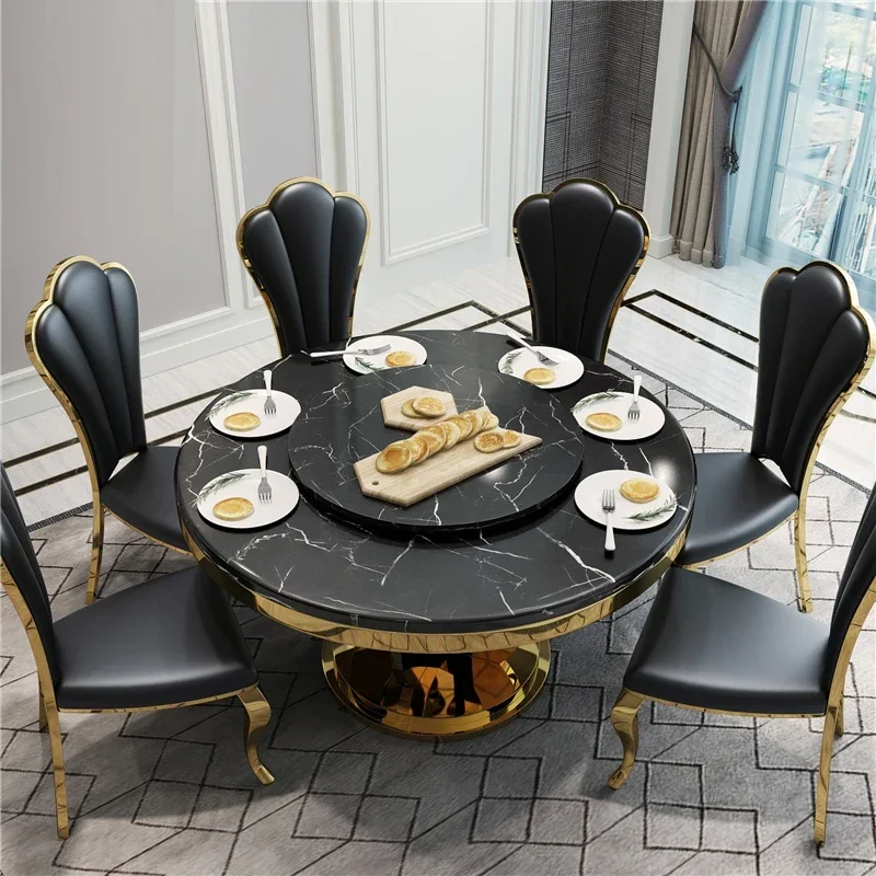 Modern Round Dining Table Set 6 Chairs Center Turntable Marble Restaurant Console Kitchen Accent Mesa De Jantar Home Furniture
Modern Round Dining Table Set 6 Chairs Center Turntable Marble Restaurant Console Kitchen Accent Mesa De Jantar Home Furniture