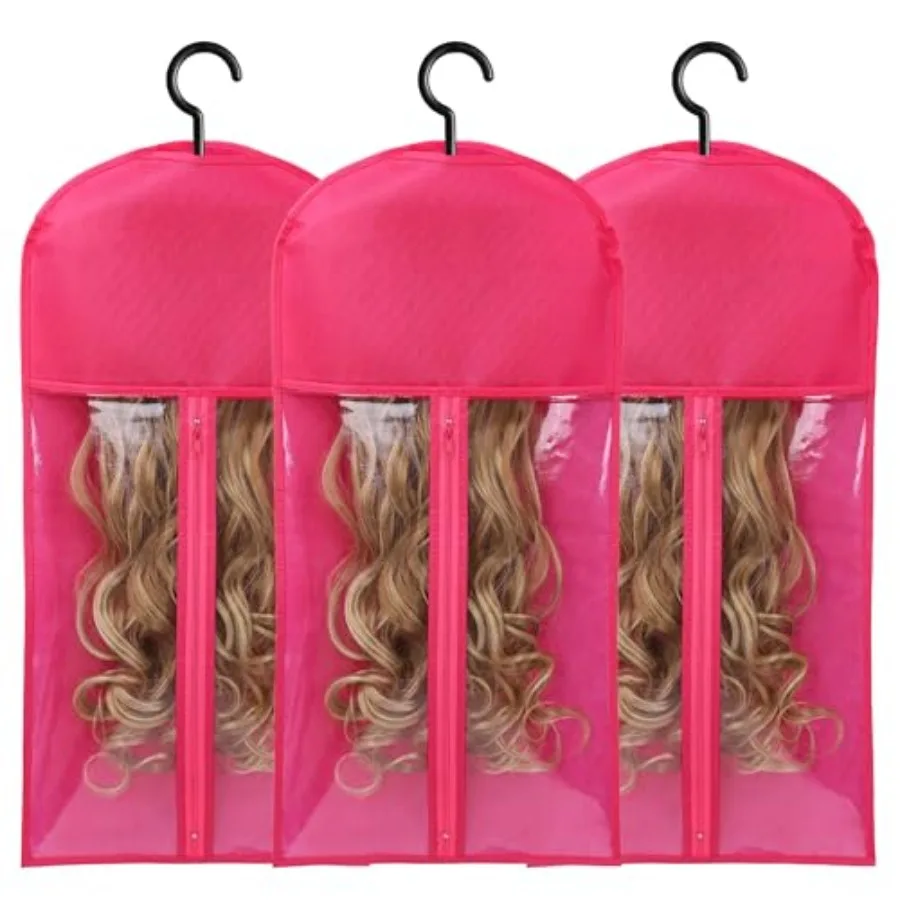 Wig storage bags with hanger for multiple wigs and hair extensions, polyester, black, foldable and space-saving
Wig storage bags with hanger for multiple wigs and hair extensions, polyester, black, foldable and space-saving
