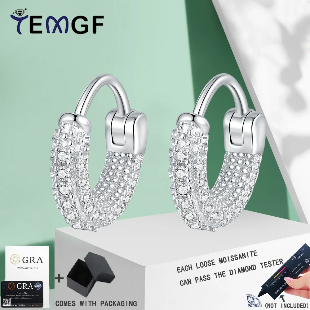 TEMGF Full 1.3mm Moissanite Hoop Earrings GRA Certification S925 Sterling Silver Ear Studs for Women Sparkling Fine Jewelry Gift
TEMGF Full 1.3mm Moissanite Hoop Earrings GRA Certification S925 Sterling Silver Ear Studs for Women Sparkling Fine Jewelry Gift