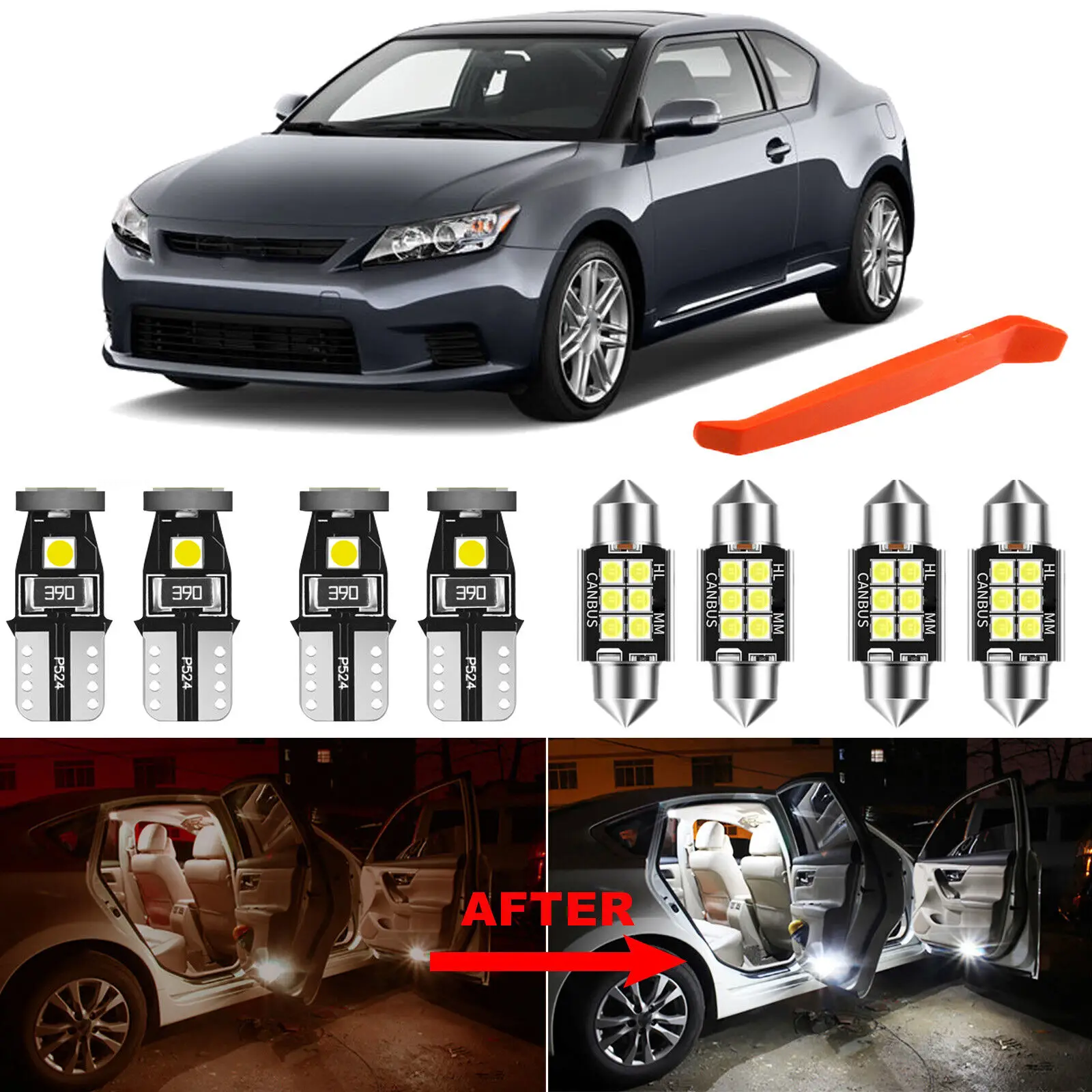 Winetis 10Pcs 6000K White LED Interior Lights Bulbs Package Kit for 2008-2015 Scion tC + Free Tool
Winetis 10Pcs 6000K White LED Interior Lights Bulbs Package Kit for 2008-2015 Scion tC + Free Tool
