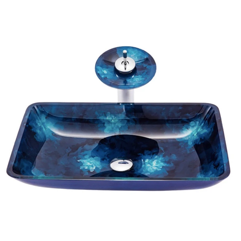 Blue Hand-Painted Craft Basin Tempered Glass Wash Basin Bathroom Above Counter Single Basin
Blue Hand-Painted Craft Basin Tempered Glass Wash Basin Bathroom Above Counter Single Basin