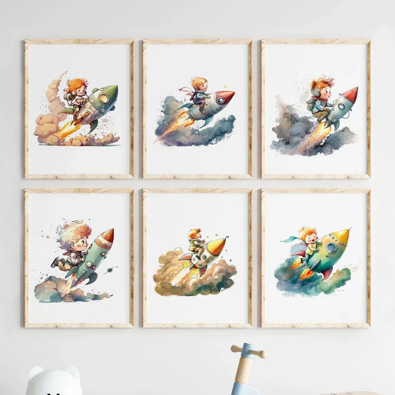 Cartoon Adorable Little Boy Rocket Nursery Wall Art Canvas Painting Children Playroom Printable Poster Baby Kids Room Home Decor
Cartoon Adorable Little Boy Rocket Nursery Wall Art Canvas Painting Children Playroom Printable Poster Baby Kids Room Home Decor