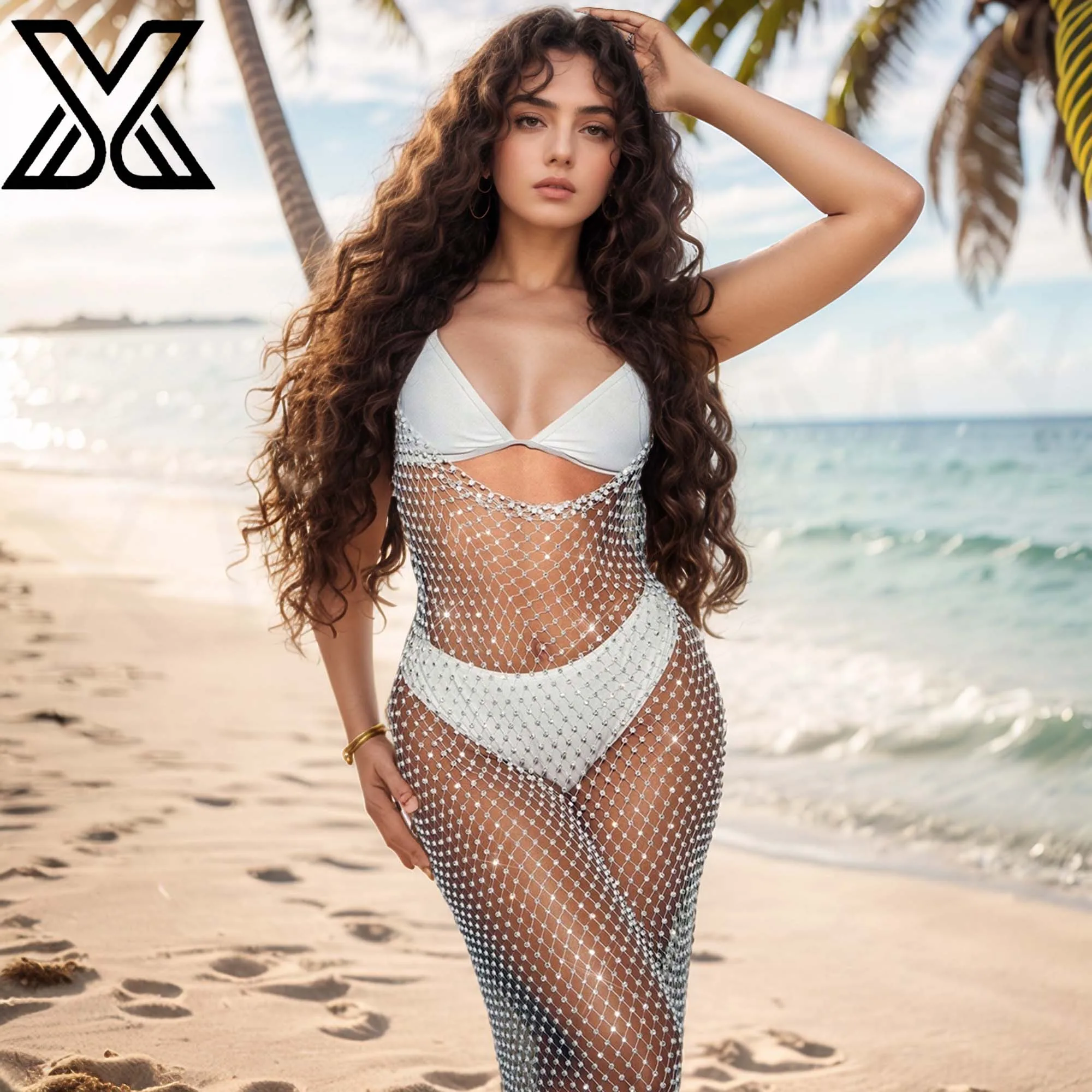 XMJXMY Sexy white transparent women's mesh bikini paired with beach club party dress and evening dress
XMJXMY Sexy white transparent women's mesh bikini paired with beach club party dress and evening dress